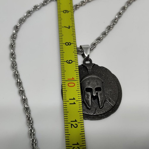 Ancient Spartan Helmet Pendant with Rope Chain like new