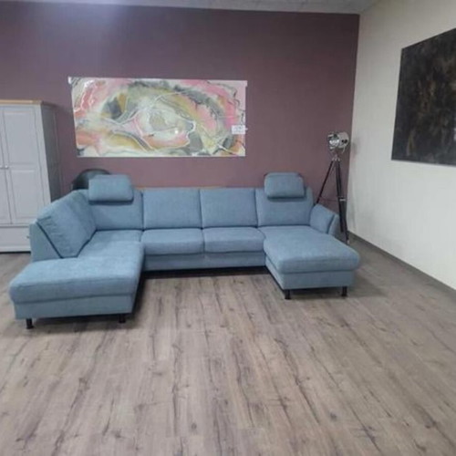 Blue Corner P-Shaped Fabric Sofa LS404520 New