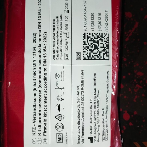 Car First Aid Kit DIN13164 new, GENART, compliant with new law