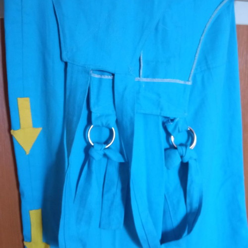 Vintage 1969 jumpsuit used, blue cotton with straps