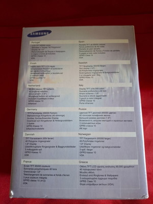 Samsung SGH-S500 collectible used packaging with spare gray battery