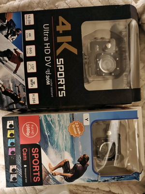 Action cameras new, pack of 2 with mounts