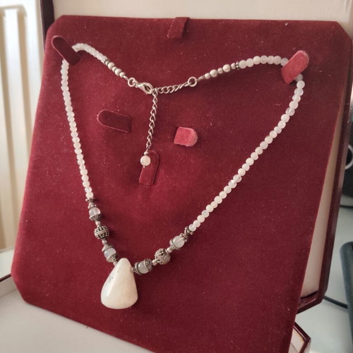 925 silver moonstone necklace, adjustable 40-45 cm
