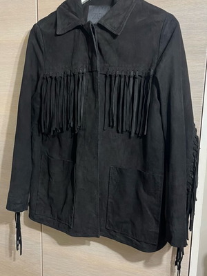 Jacket Zara suede leather new, black, size XS