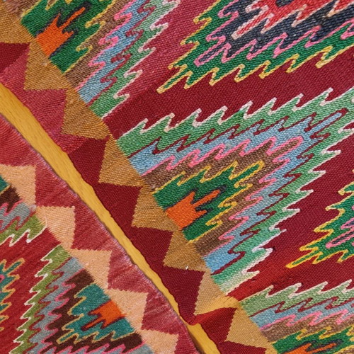 Handmade loom-woven rugs used, set of 3, various sizes