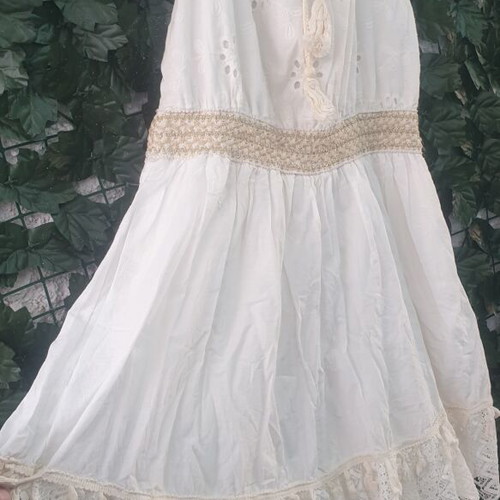 Boho dress like new, airy, sizes S - M, white and beige
