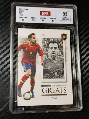 2025 Futera Unique World Football Xavi #120 The Greats RFE 9.5 Mint card