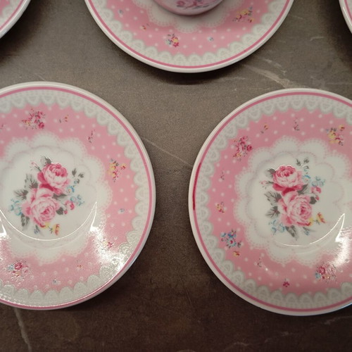 Modern House coffee cup set of 6, pink roses