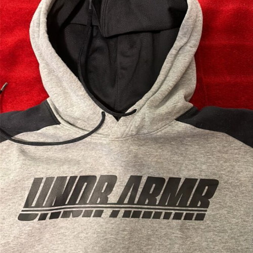 Under Armour grey hoodie like new with black and white details, size L