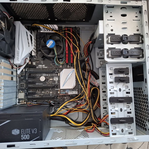 Desktop PC used with i3-6100, 16GB DDR4 RAM, 256GB M.2 SSD, CoolerMaster Elite case