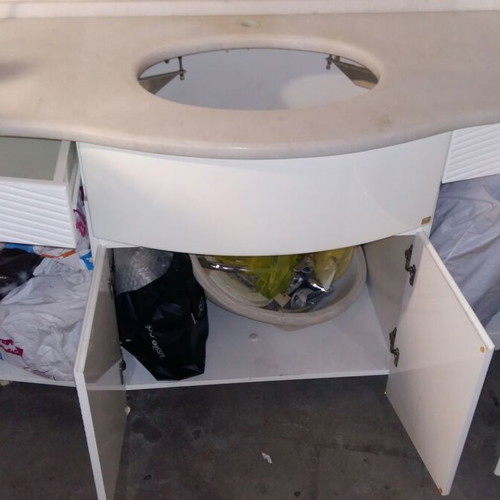 Bathroom furniture complete with sink and marble, used, Italian white lacquer