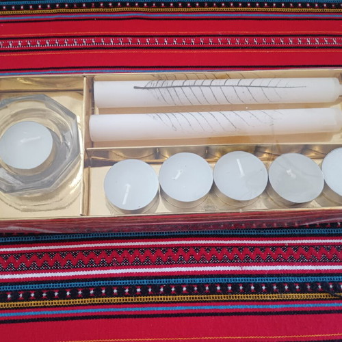Candle set with glass base new