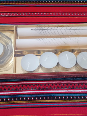Candle set with glass base new