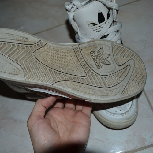 Adidas athletic boots used, size 37.5, white and black