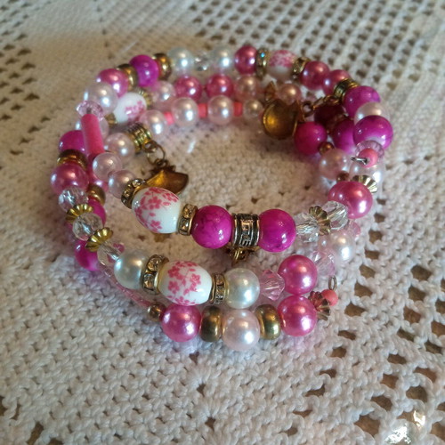 Handmade pink coil bracelet new