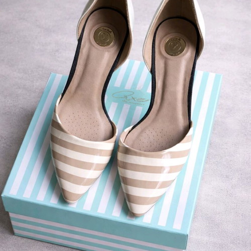 Axel d’Orsay Pumps 37 New Beige Stripe Heels with Bonus Mango Sandals