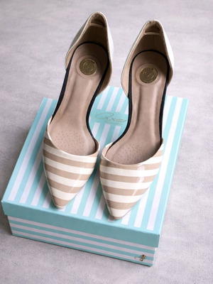 Axel d’Orsay Pumps 37 New Beige Stripe Heels with Bonus Mango Sandals