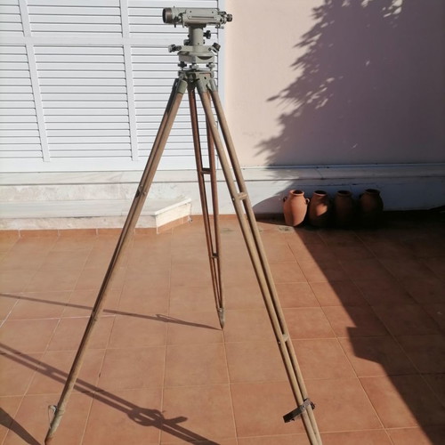 Carl Zeiss Iena Levelling Instrument used with wooden case and tripod