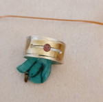 Handmade silver ring 925 with ruby and open bronze