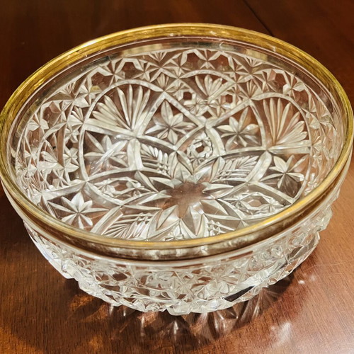 Crystal salad bowl with gilded border, like new