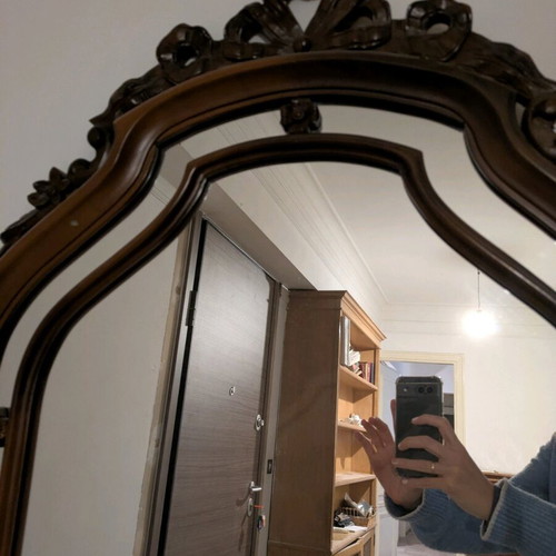 Mirror with wooden carved frame like new, 100x67cm