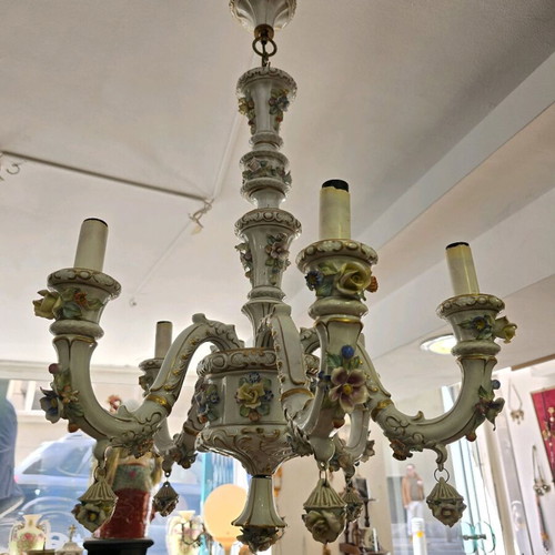 Capodimonte porcelain chandelier used, 80x55 cm