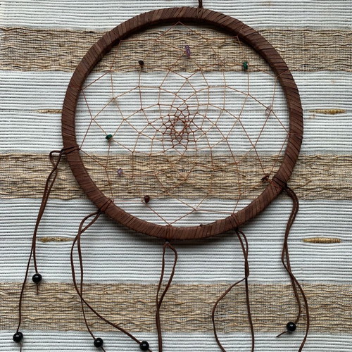 Dreamcatcher made of leather with semi-precious stones like new