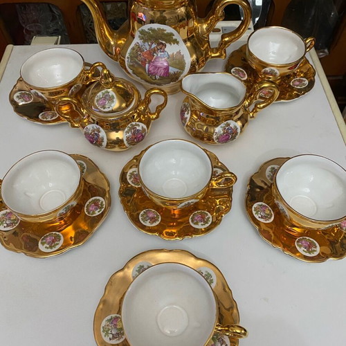 Gonca Dekor tea/coffee set for 6 people like new, porcelain with gold plating