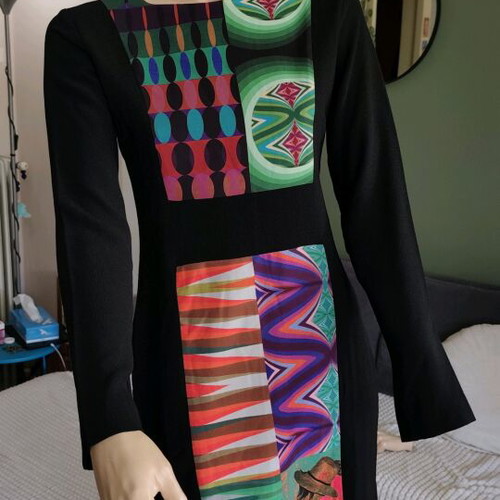 Desigual dress new, size medium, black with colorful patterns