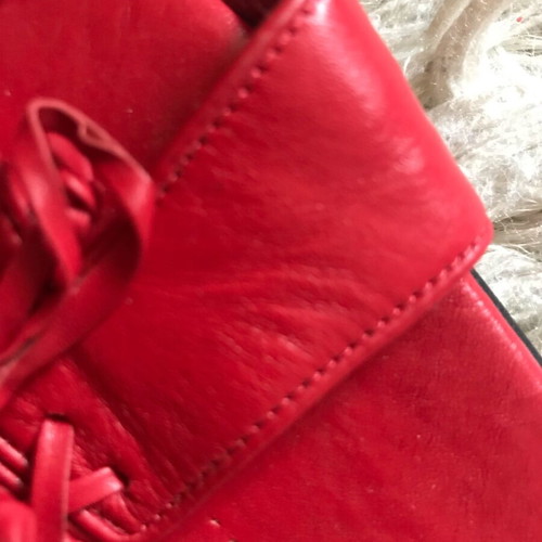 Moustakis shoes red sandals like new, size 38