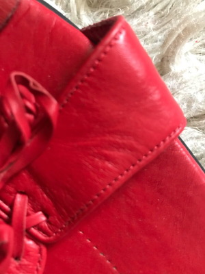 Moustakis shoes red sandals like new, size 38