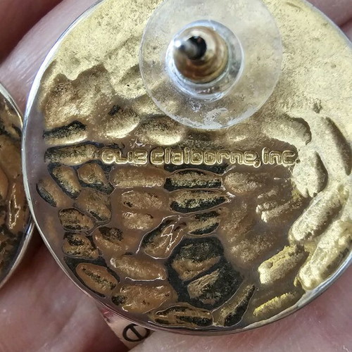 Vintage earrings used with Liz Claiborne signature in black and gold