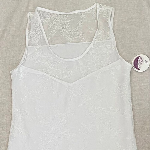 Luna modal sleeveless blouse new, white with lace in S, M, L