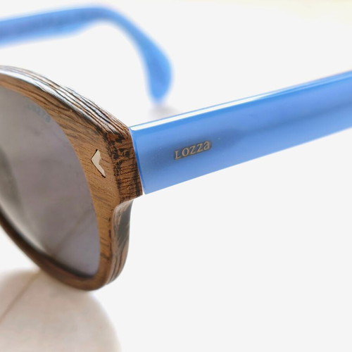 Lozza sunglasses like new with round lenses and acetate wood texture frame