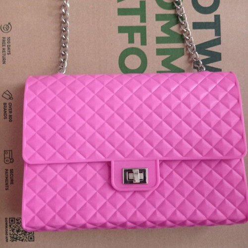 Pink shoulder bag made of thick soft silicone new