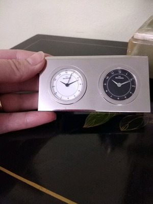 Skagen table clock used, silver metal