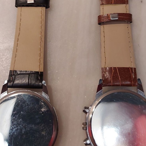 Pack of 2 wristwatches, brown and black, unisex
