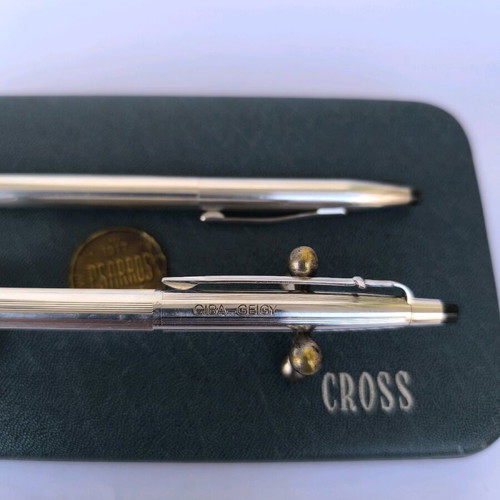 Cross Sterling Silver Century pen and Caran d'Ache Madison silver-plated mechanical pencil used