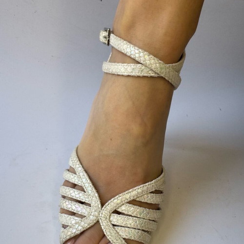 White high heel leather bridal sandals like new