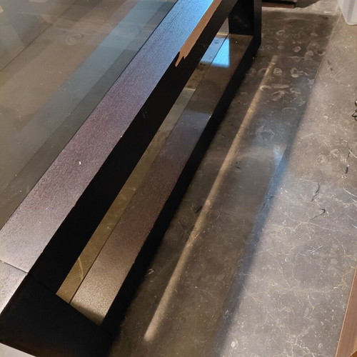 Wooden coffee table 120×120×40 cm used with double glass top