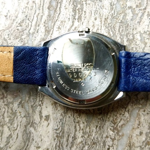 Seiko Quartz 3423-0060 women's watch new, blue leather strap