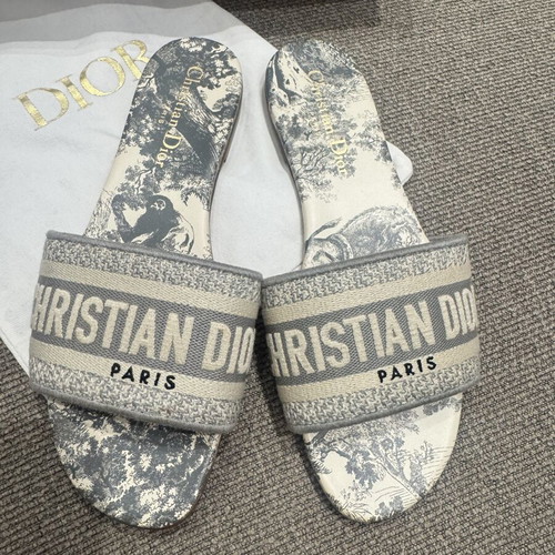 Christian Dior Dway Toile de Jouy Slides Size 37 New with Box