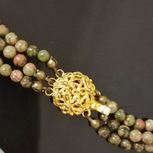 Women's Multistrand Necklace with Natural Semi-Precious Stones New