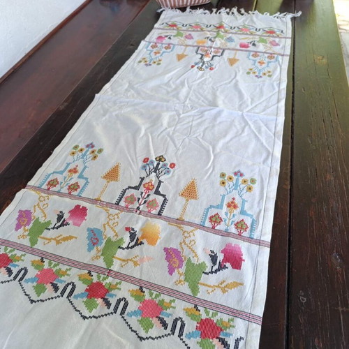 Cretan woven tablecloth curtain 2x2 meters and towel like new
