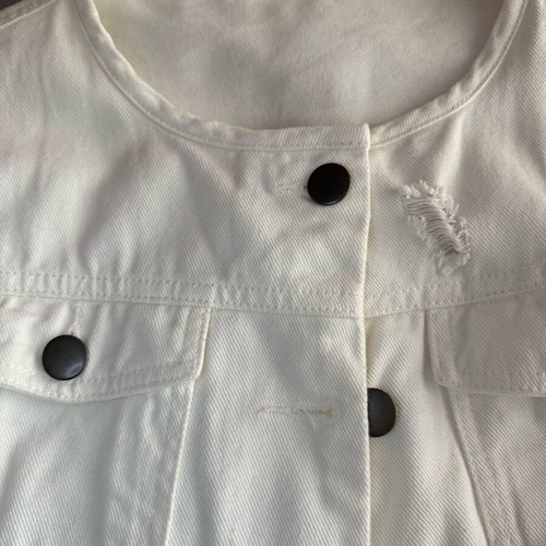 Crop denim jacket white new, size M