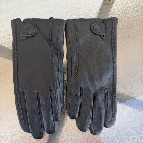 Black leather gloves