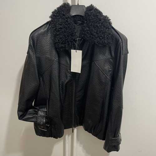 Zara jacket size L with removable fur, black