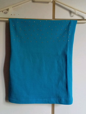 Strapless cotton top with rhinestones turquoise, like new