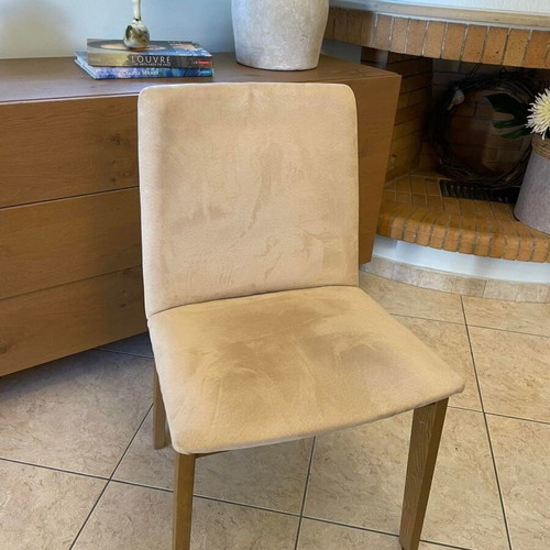 Dining chairs, set of 4, beige fabric