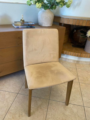 Dining chairs, set of 4, beige fabric